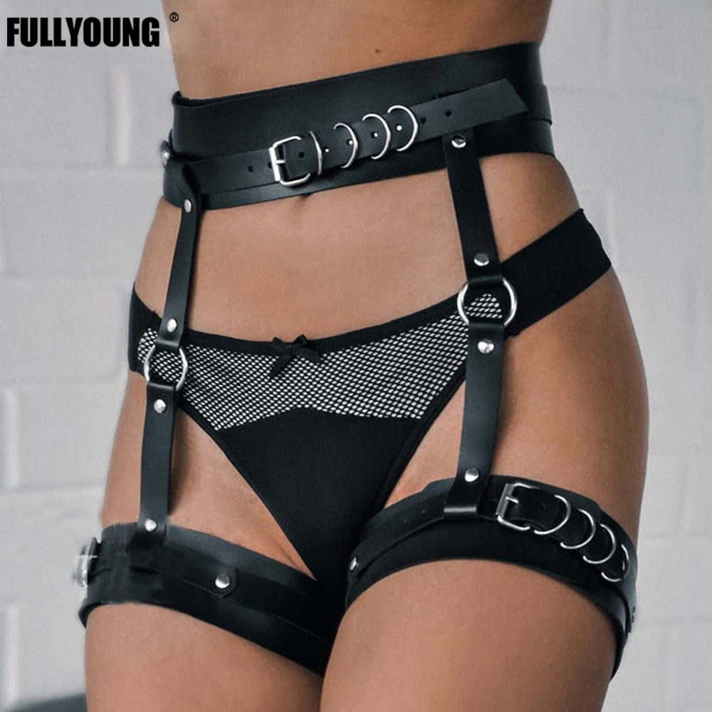 Faux Leather Body Harness Bondage Bdsm Gothic Buttocks Garter Belt Women Sexy Thigh Sword Belt Erotic Lingerie Accessories Rave