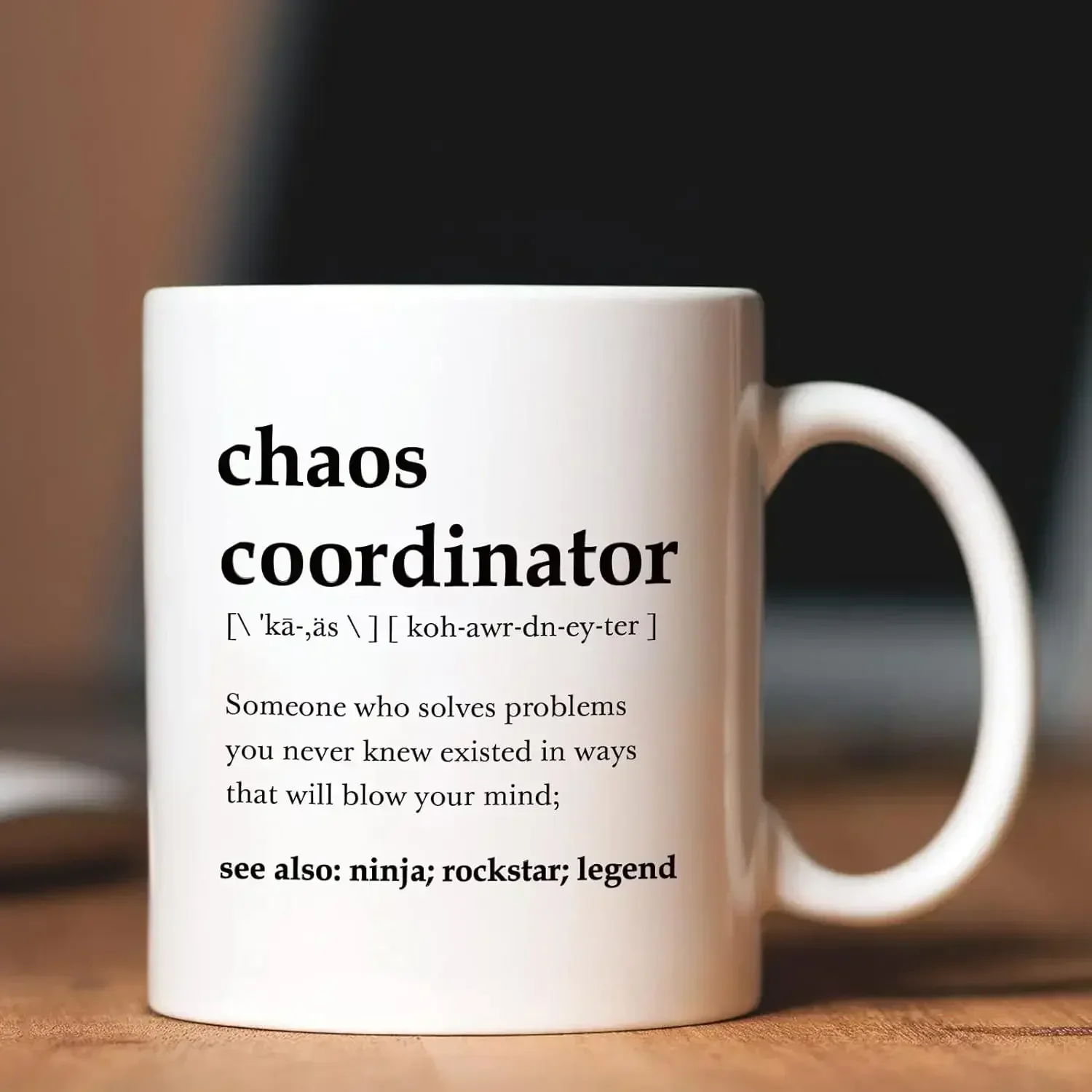Chaos Coordinator Dictionary Definition Ceramic Coffee Mug Funny Office Quote Ninja Rockstar Legend Print Tea Cup Coworker Boss Manager Admin Gift Home Office Drinkware
