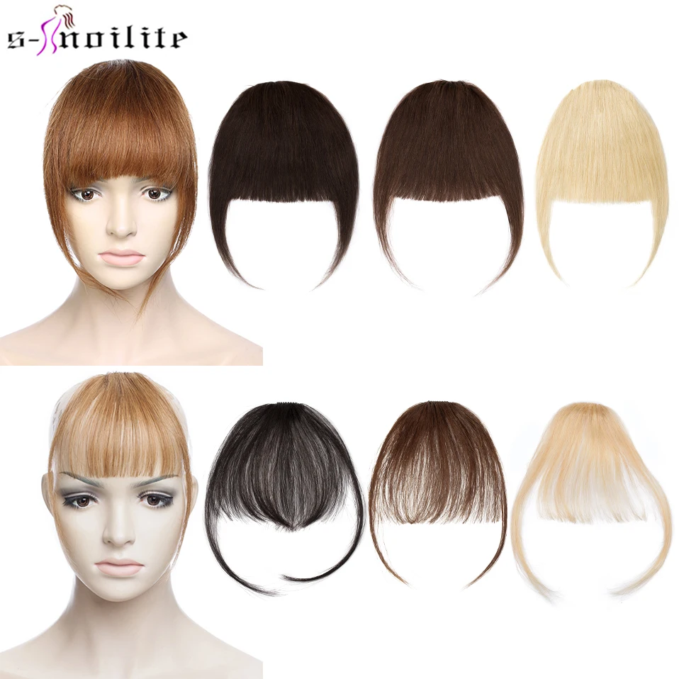 S-noilite Thick Bangs Air Bangs Straight Wig Natural Black Brown Blonde Invisible Fake Hair Piece Clip In Fringe Hair Extensions