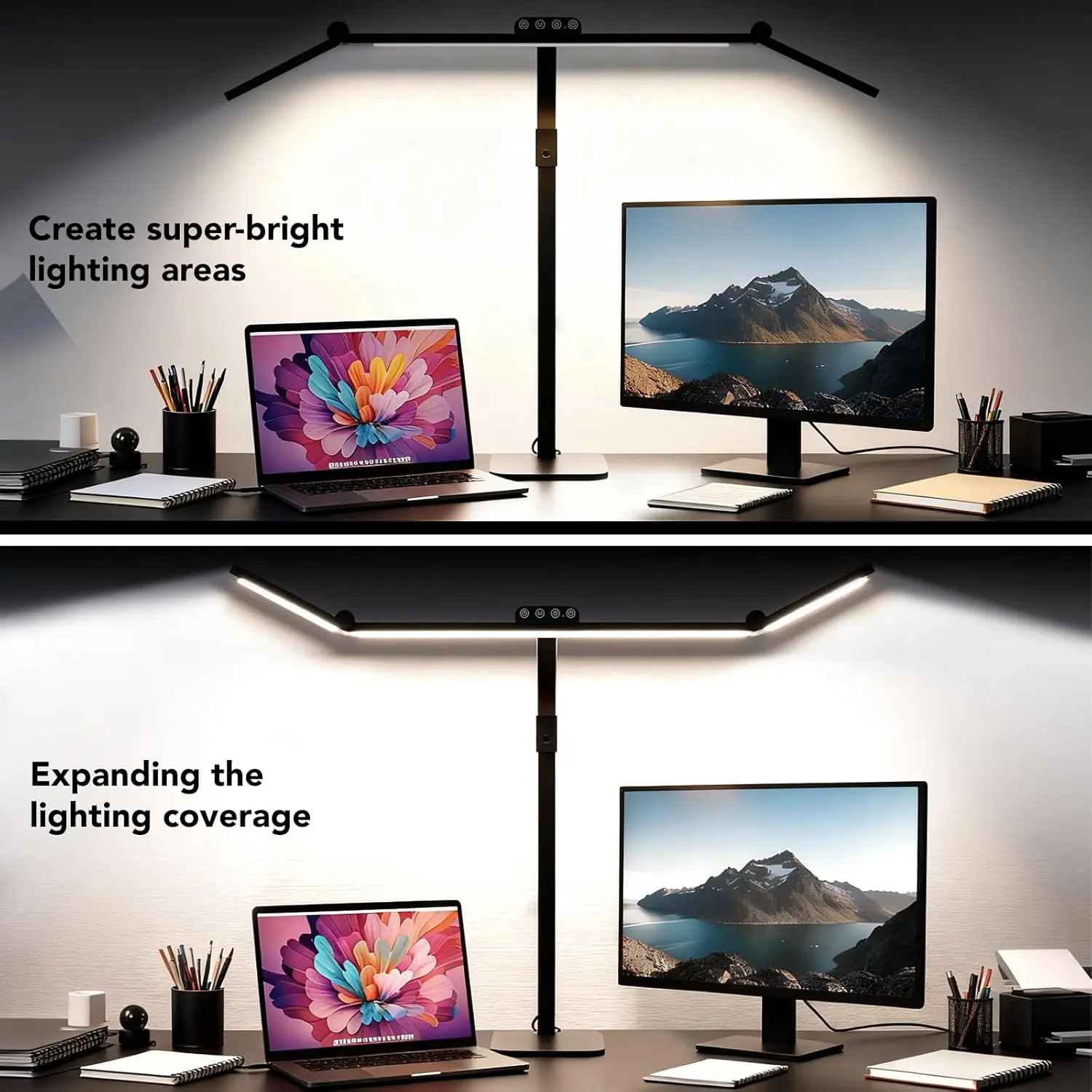 360 °   Flexible LED-Schreibtischlampe mit Standfuß, dimmbar, 28,2 Zoll verstellbarer Schwanenhals-Schwenkarm, ultrahelle Schreibtischleuchte für Home Office