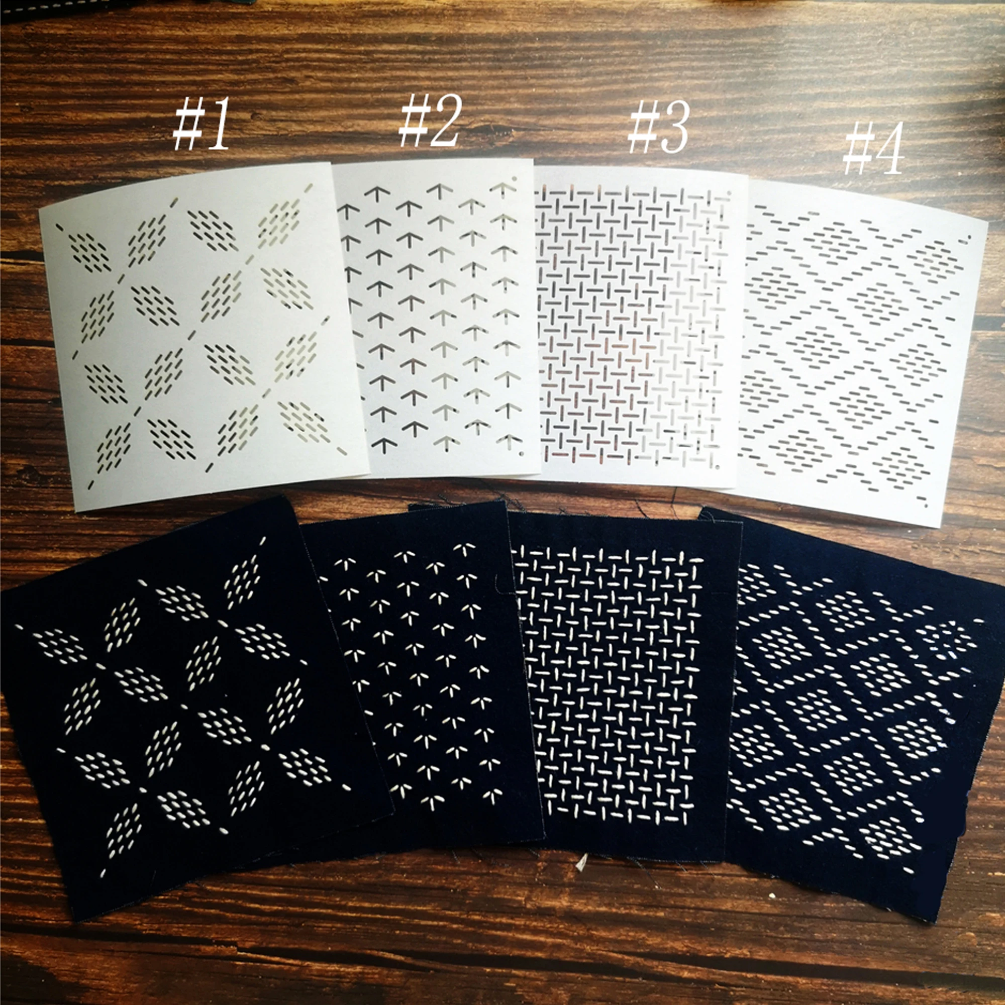 Sashiko Stencil,Sashiko embroidery pattern,Quilt stitch mold,Small needle embroidery,10cm/4 inch diameter,1-4 pattern.