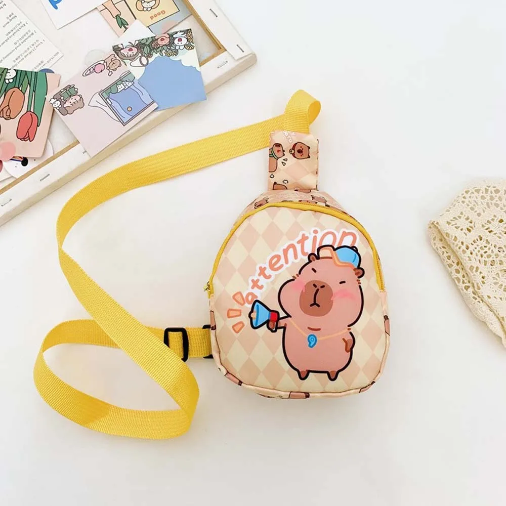 Storage Bag PVC Capybara Chest Bag Printed Nylon Waterproof Small Wallet Full Color Circular Cartoon Keychain Purse Kids