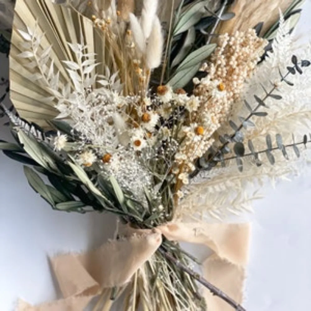 Dried Flowers,Olive Sage Wildflower Pampas Grass Bouquet,Bride and Bridesmaids,Wedding Flowers