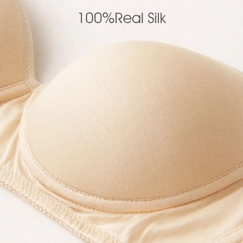 2pcs/pack Women\'s Basic Bra, 100%Real Silk Underwear, 3/4 cup, Wire free, Comfortable Female Thin padding Brassiere 2024