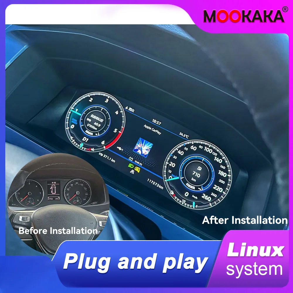 

For Volkswagen T6 2015-2020 Car LCD Dashboard Digital Cluster Virtual Cockpit Instrument Speedometer Multifunctional Screen Head