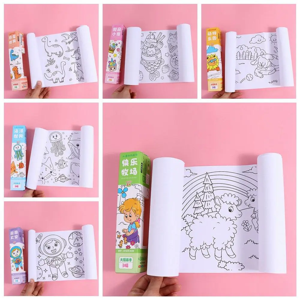 Montessori Dinosaur Drawing Roll of Paper Animal Space Graffiti Scroll Educational Dessert Children Coloring Paper Gifts