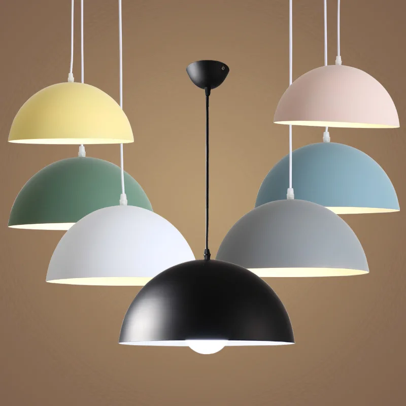 Modern Minimalist Macaron Chandelier Creative Semicircle Restaurant Pendant Light Hotel Industrial Style Hot Pot Restaurant Lamp