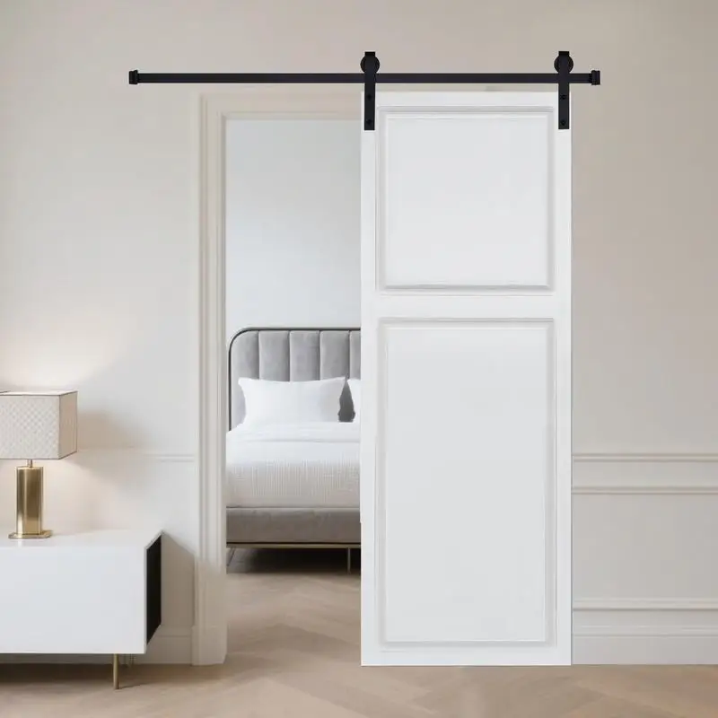 2-Panel Cottage Style Door 3/4" Thick 12" x 84" MDF White Barn Sliding Door with Hardware Kit