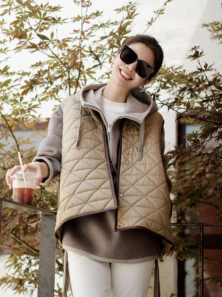 

VI Gold President 'Duration Time' Quilted Retro Diamond id Silk Cotton Filled Vest Thiened Winter Women's Jaet