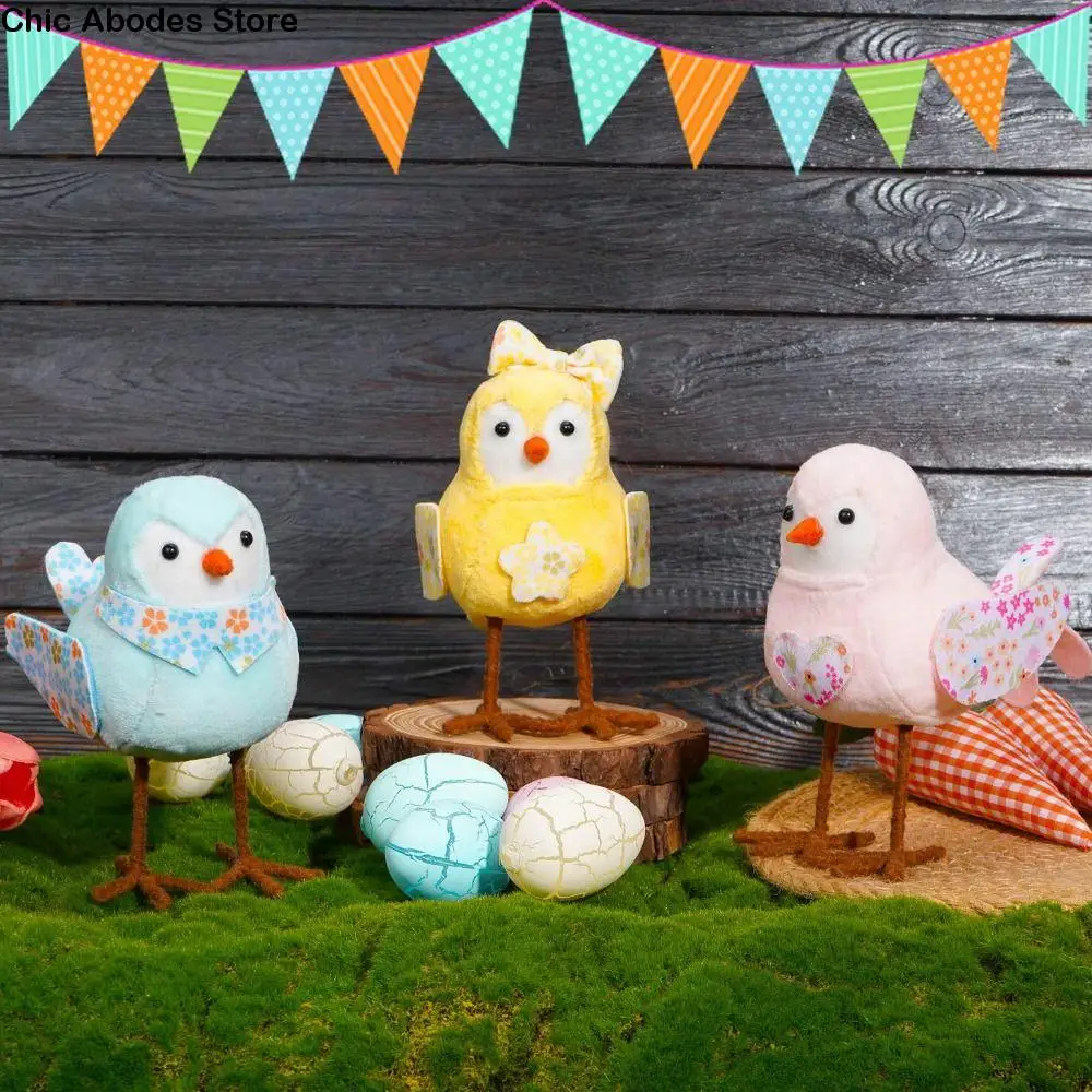 

Creative Cute Easter Bird Doll Ornament Plush Handmade Easter Bird Figurine Elegant Desktop Bird Decor Party Favors
