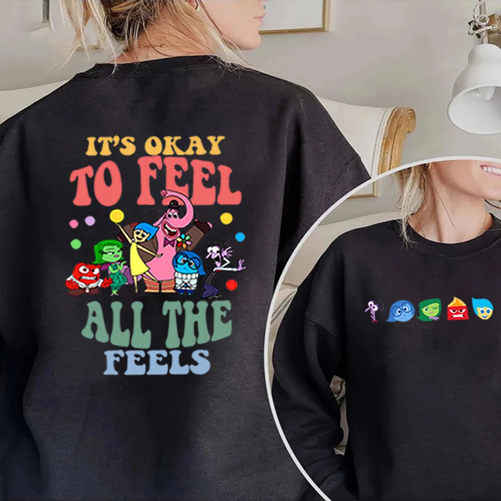 Inside Out It\'s Okay To Feel All The Feels Sweatshirt Funny Mental Health Shirt Inclusion Hoodie Cute Speech Therapy Sweatshirts