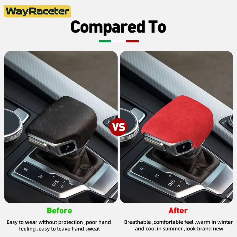 Made Of Alcantara Suede Wrapping ABS LHD Car Gear Shift Knob Cover For Audi A4 S4 B9 RS4 RS5 A5 S5 SQ7 Q7 4M Q5 SQ5 FY
