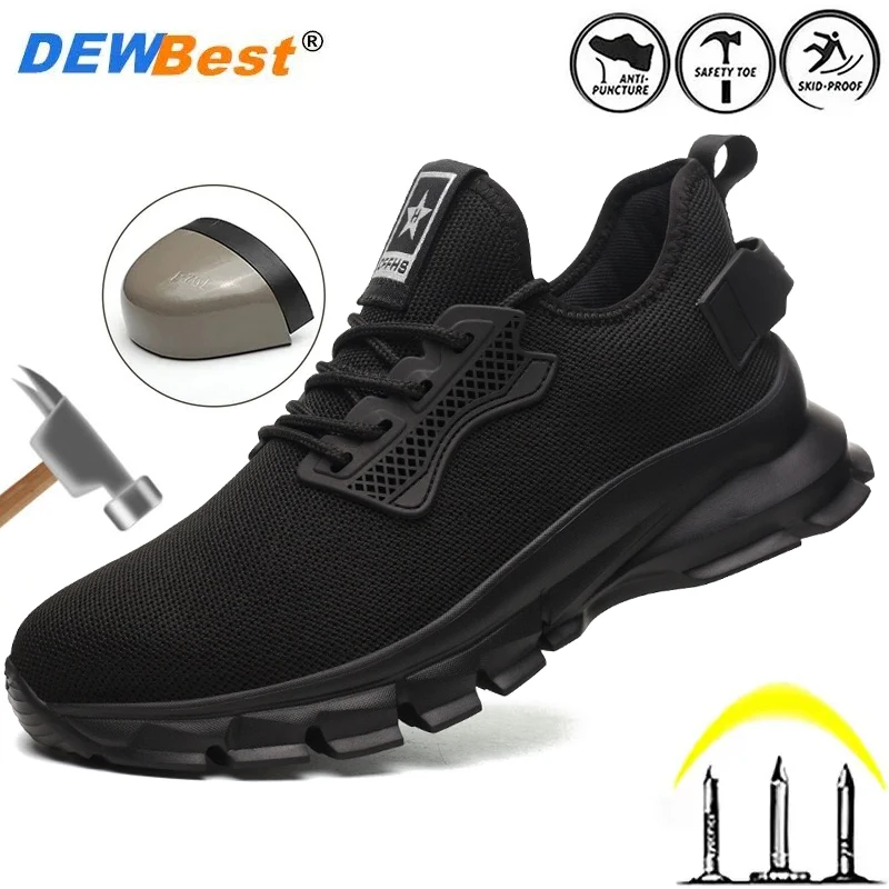 

Men's lightweight breathable steel toe cap anti smashing safety shoes, wear-resistant and puncture resistant protective shoes