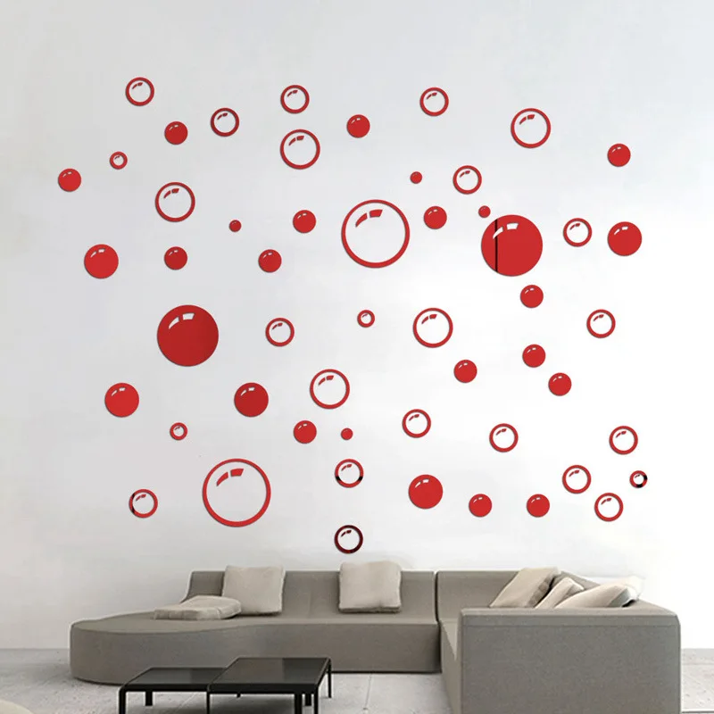 Acrylic Mirror Wall Stickers 58 Pcs DIY round Bubble Home Decorations for Bathroom Sink Wall Decals Home Decor
