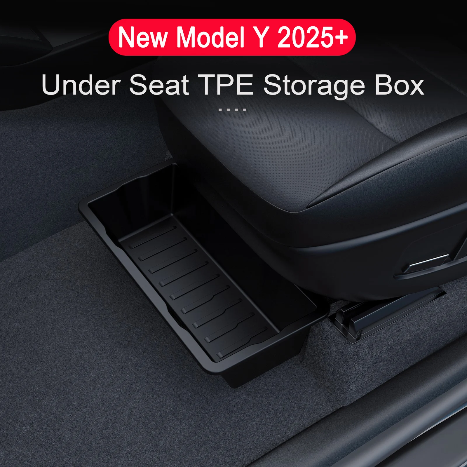 Pudełko do przechowywania pod siedzeniem TPE do Tesla Model Y Juniper 2025 Organizer do konsoli środkowej Kosz na śmieci Akcesoria do przedniego tylnego siedzenia — zdjęcie 3