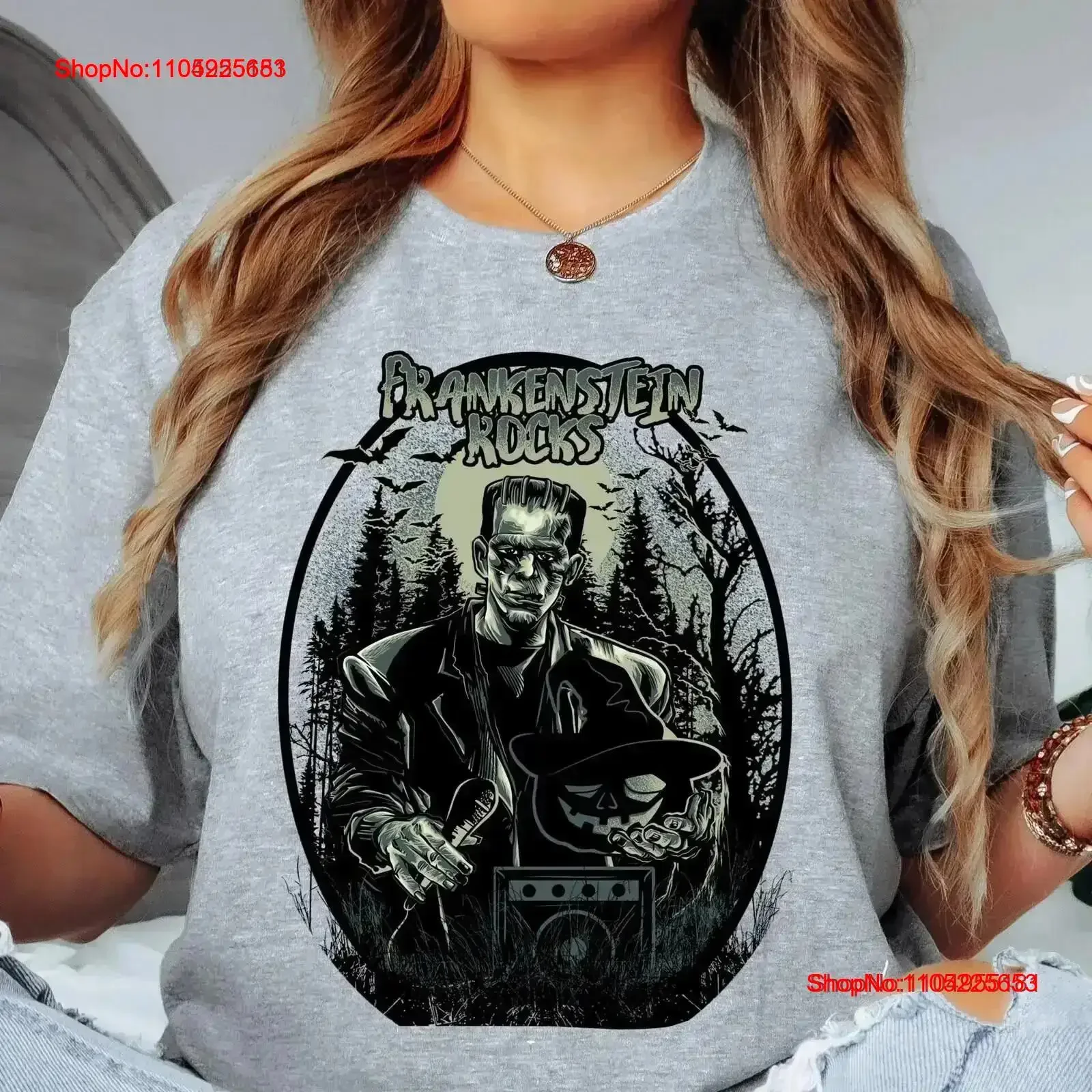 Maglietta Frankenstein Halloween Monster Rocks Fun Rock Music Dj Frankie Costume Per Uomo E Donna Vintage Lavato Homme