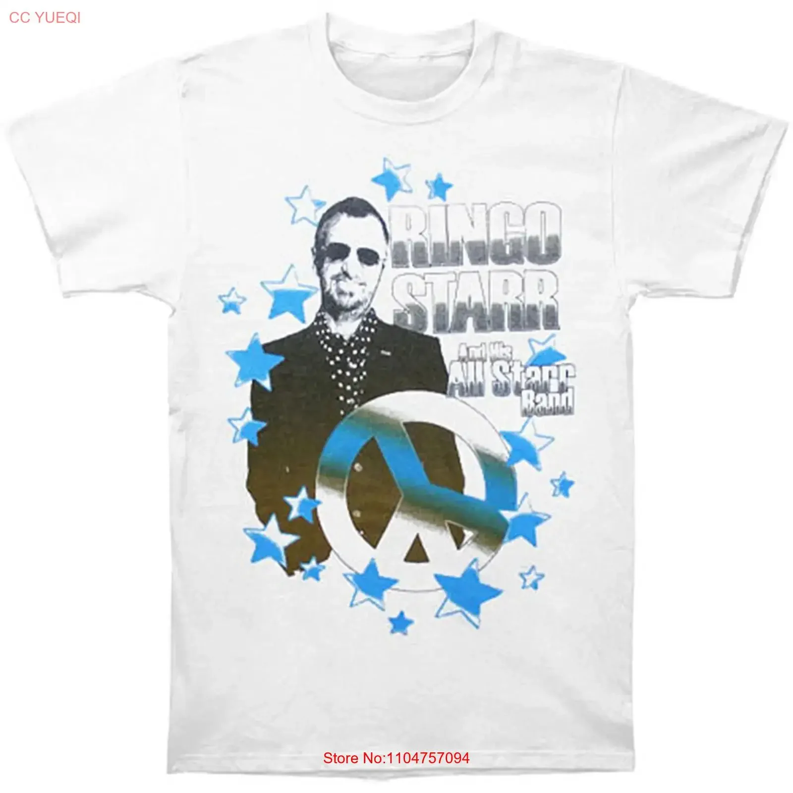 Men's Ringo Starr 2010 Tour Slim Fit T shirt Small White vintage Washed graphic Breathable streetwear Slightly Comfortable