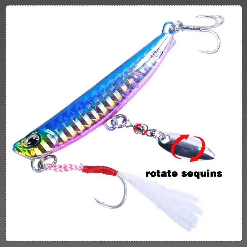 TAKEDO LS06 Meeresangeln, sinkender Metallköder, gegossener Jigging-Köder mit Haken und amerikanischem Drehlöffel, Wobbler für Hechtbarsch – Detail 4