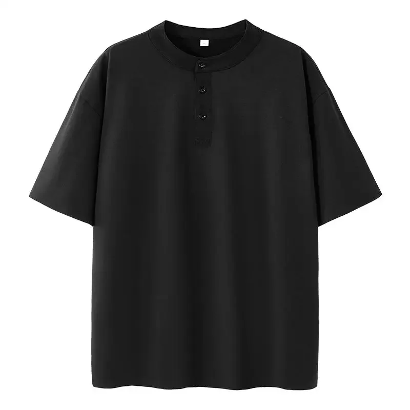 Henley Shirt Men Plus Size T-shirt 6XL 7XL 110-175kg Henley Neck Short Sleeve Polo Shirt Loose Oversized Big Size Men Clothing