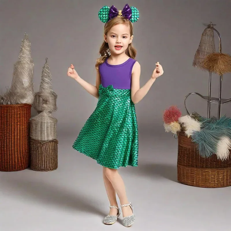 

XT8Sunmmer Suspenders Girls Dress Sleeveless Patchwork Princess Casual Belle Moana Daily Vestidos Children Clothing PajamasXT6@!