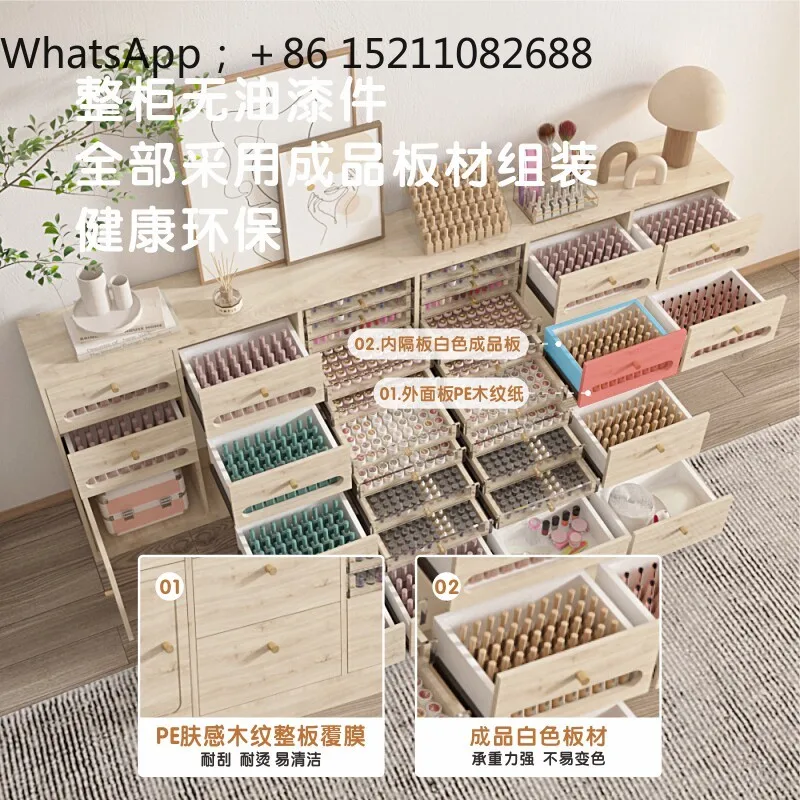 SCY Nail Art Display Cabinet Log Color Nail Polish Storage Cabinet Nail Polish Glue Product Locker