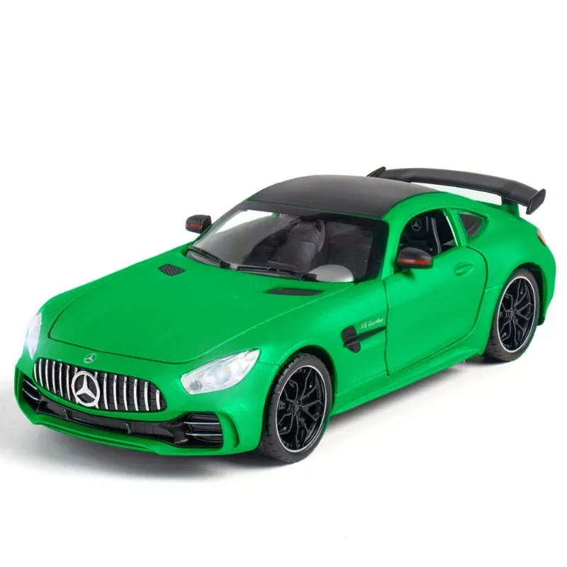 Simulation de voiture de sport Mercedes Benz Jas GTR, modèle en métal moulé sous pression, son léger, nervure arrière, collection de jouets pour cadeaux, A82, 1:24