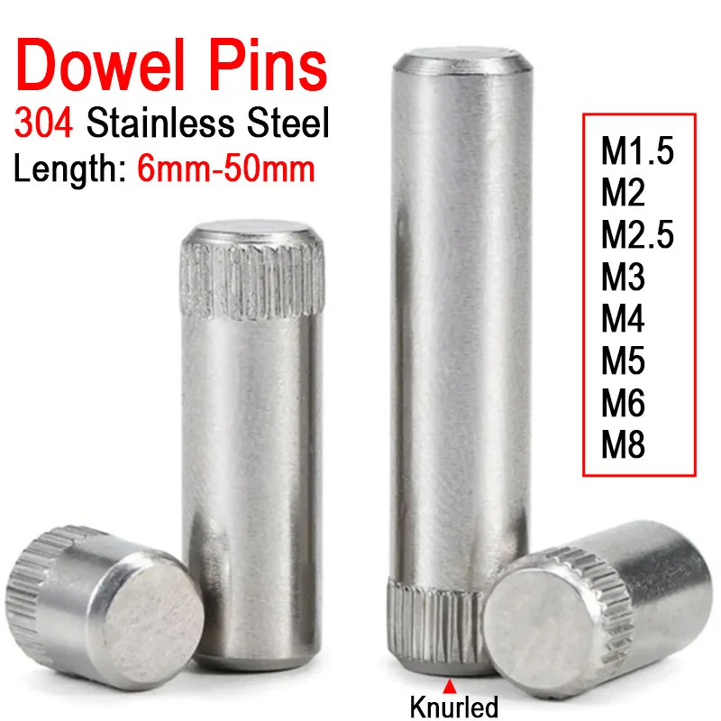304 Stainless Steel Knurled Cylindrical Pin M1.5 M2 M2.5 M3 M4 M5 M6 M8 Shaft Pin Hinge Pin Toys Linkage Latch Hinge 5~100pcs