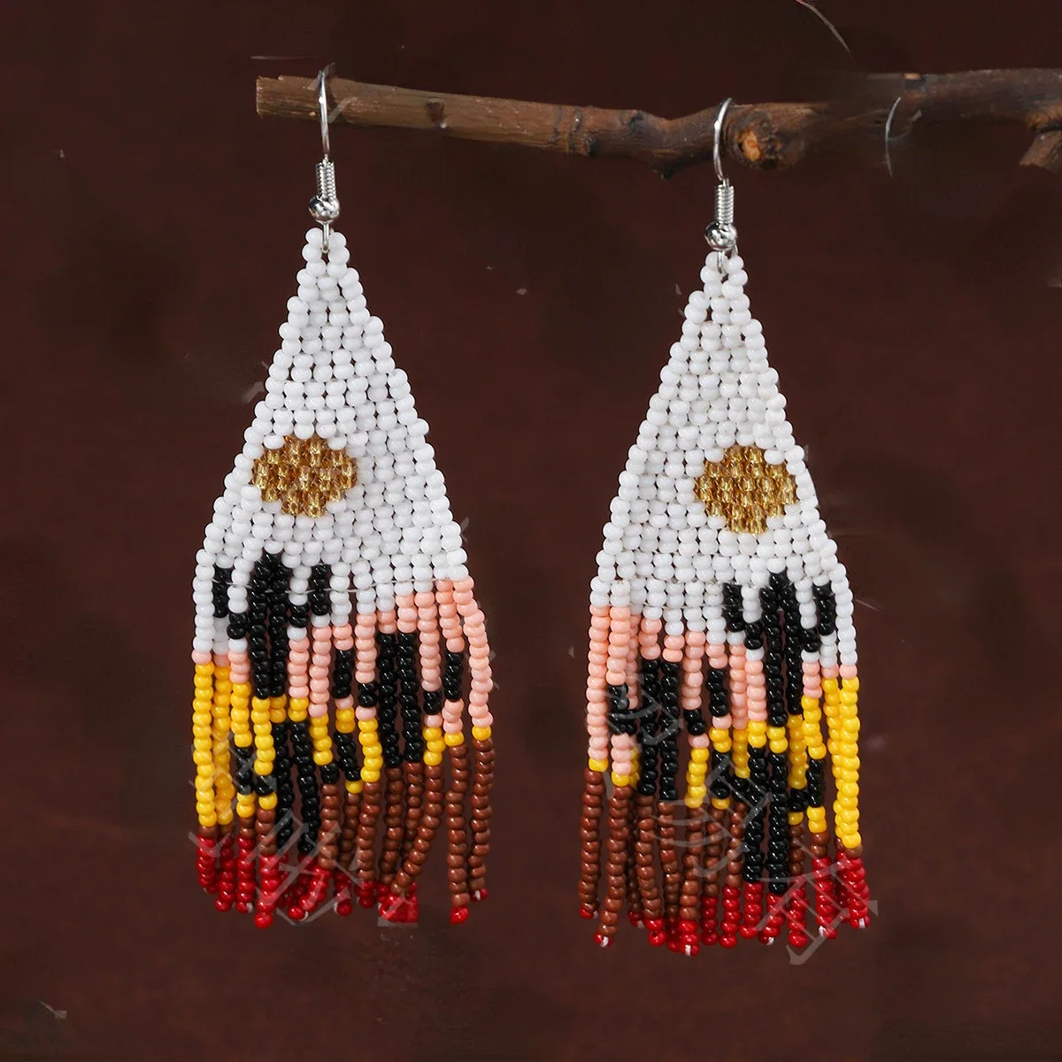 

Tassel Earrings Hand Beaded Bohemia weave cactus fashion Simplicity personality alloy ma'am Rice Bead Earrings