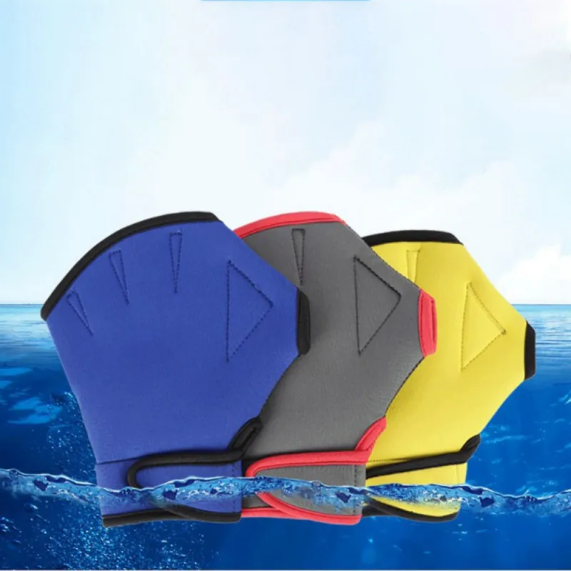 1 Pair Diving Gloves Unisex Swimming Hand Fins Flippers Finger Webbed Gloves Paddle Water Sports Swimming Training Glove