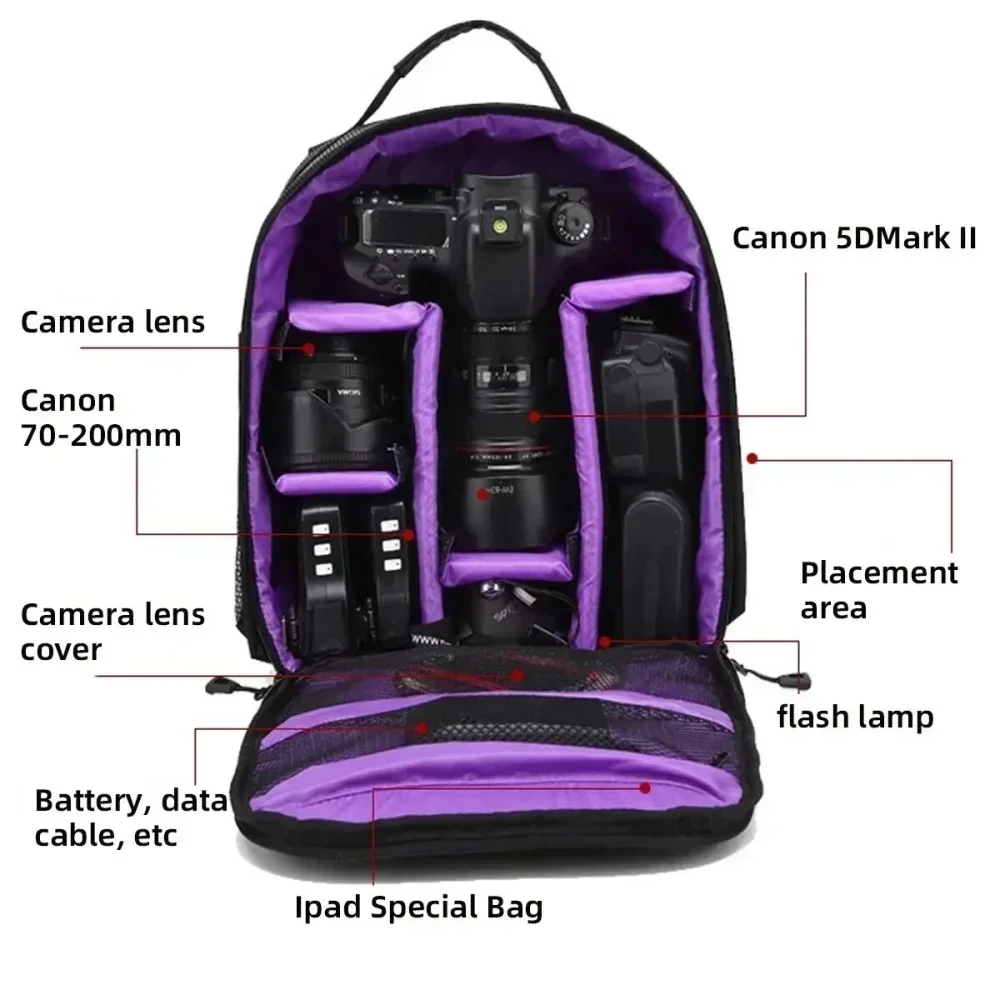 Outdoor Camera  Multi-functional Backpack Video Digital Shoulder Waterproof Camera Photo Bag Case for DSLR Sony Camera Bag