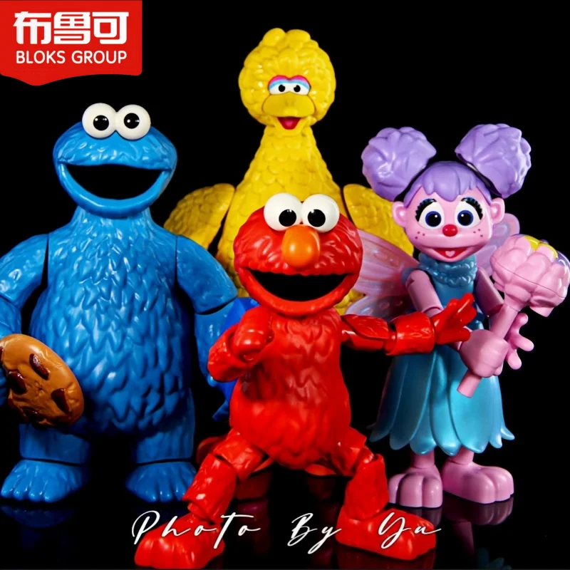 Original Blokees Sesame Street Magic Edition Emo Cookie Monster Big Bird Abby Assemble Movable Ornament Anime Kids For Toys Gift