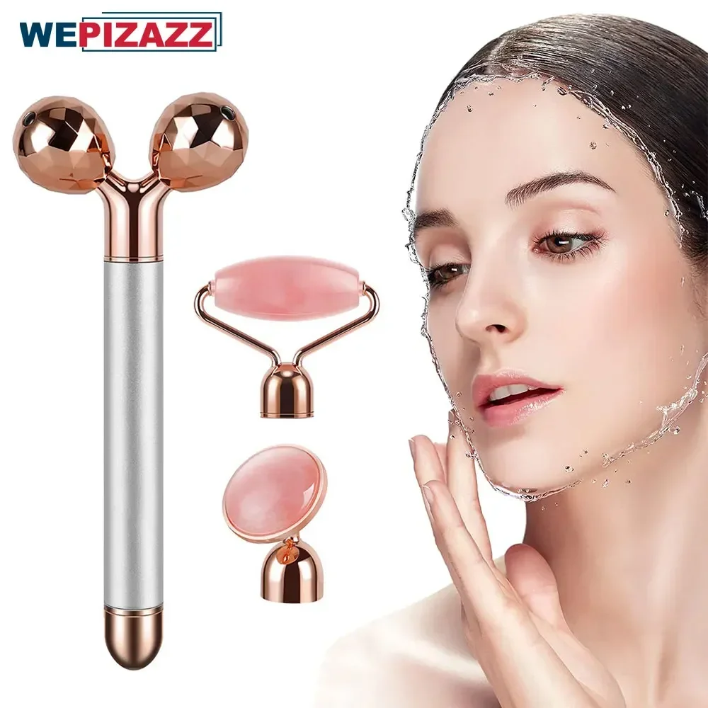 3 in 1 Face Massager Roller Massage Stick 3D Roller Face Massager Kit Gift Set  Face Skin Care Tools Girls Women  Beauty