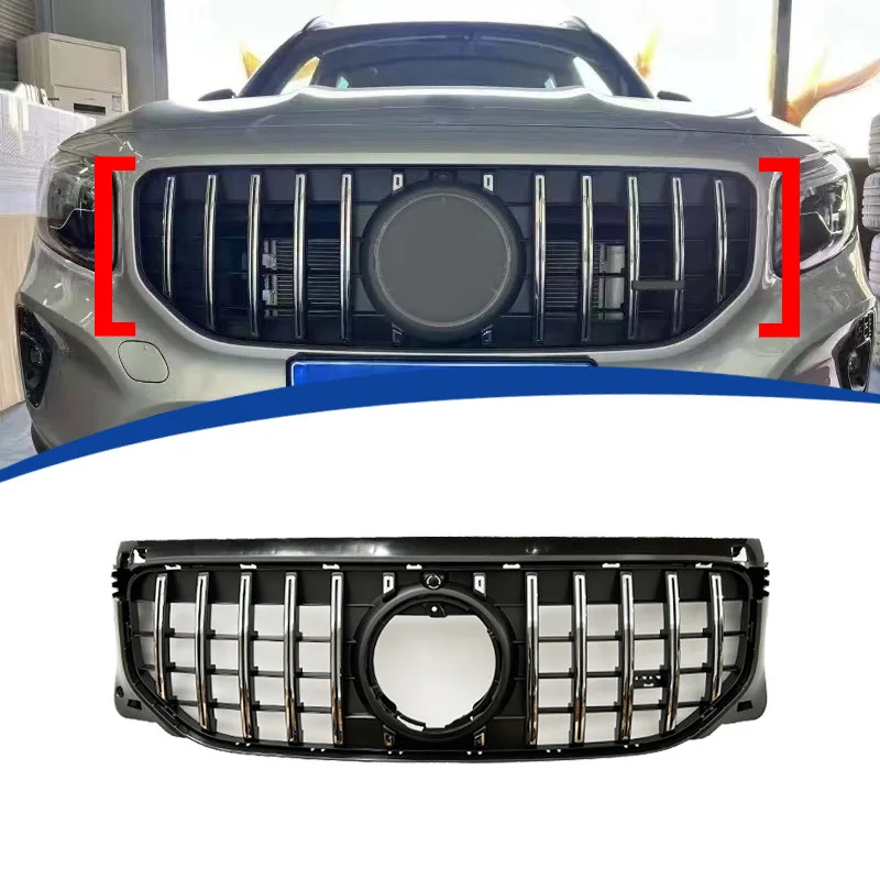 Glossy Black Radiator Grilles For 2024 Mercedes Benz GLB GT Racing Grilles Bumpers Body Kit Hood Gloss Black Car Accessories