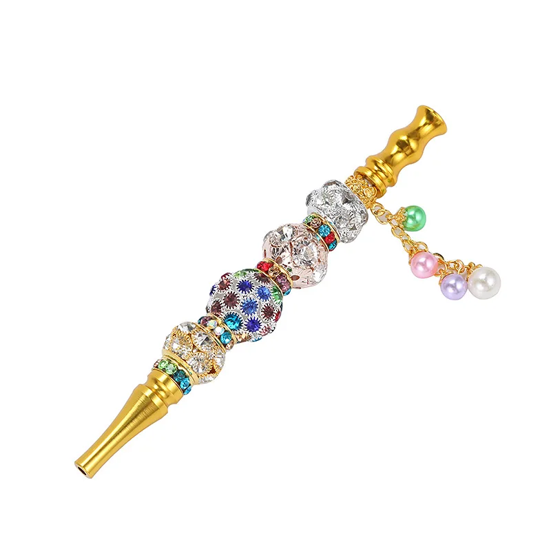 Tobacco Pipe Mouthpiece with Gemstone and Metal Filter for Cross-border Selling