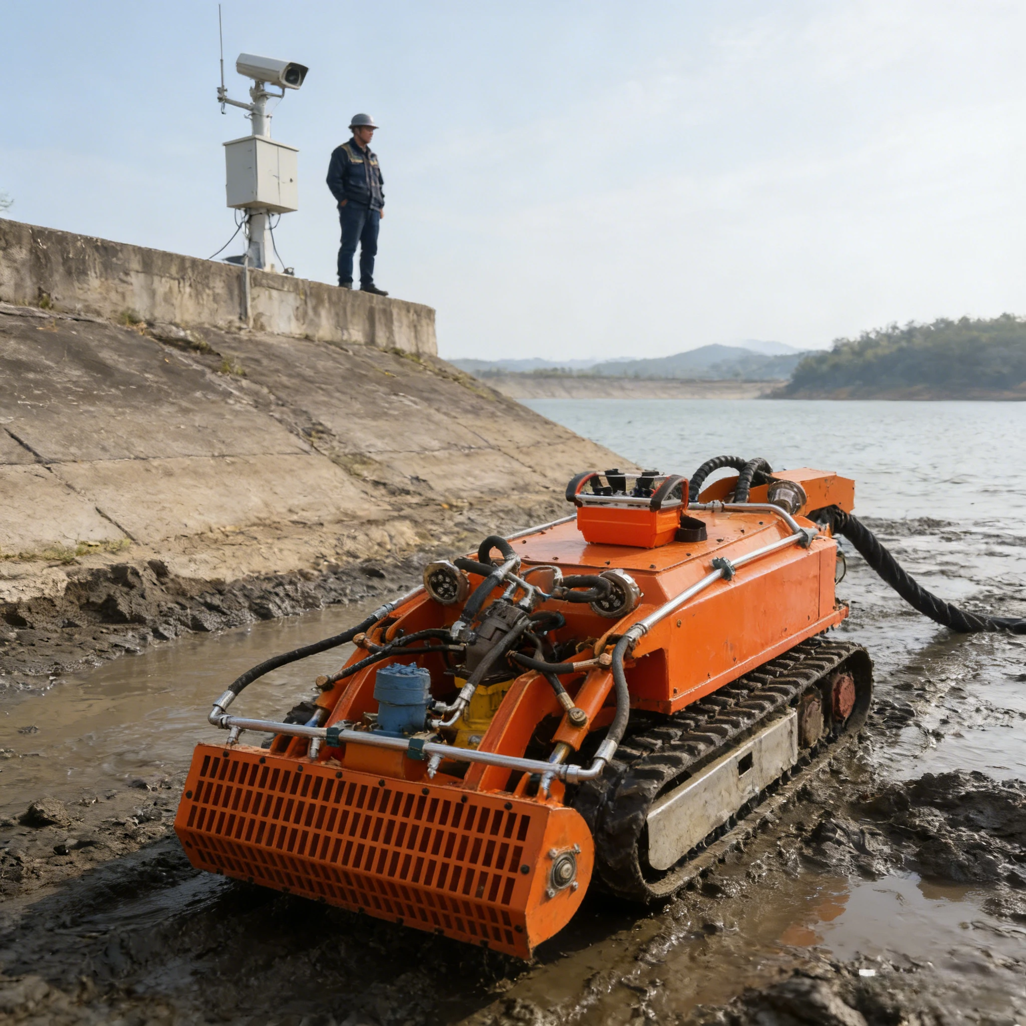 Fully Automated Customized Dredging Robot Eco-friendly Closed-loop Operation for River Septic Tank Dredging