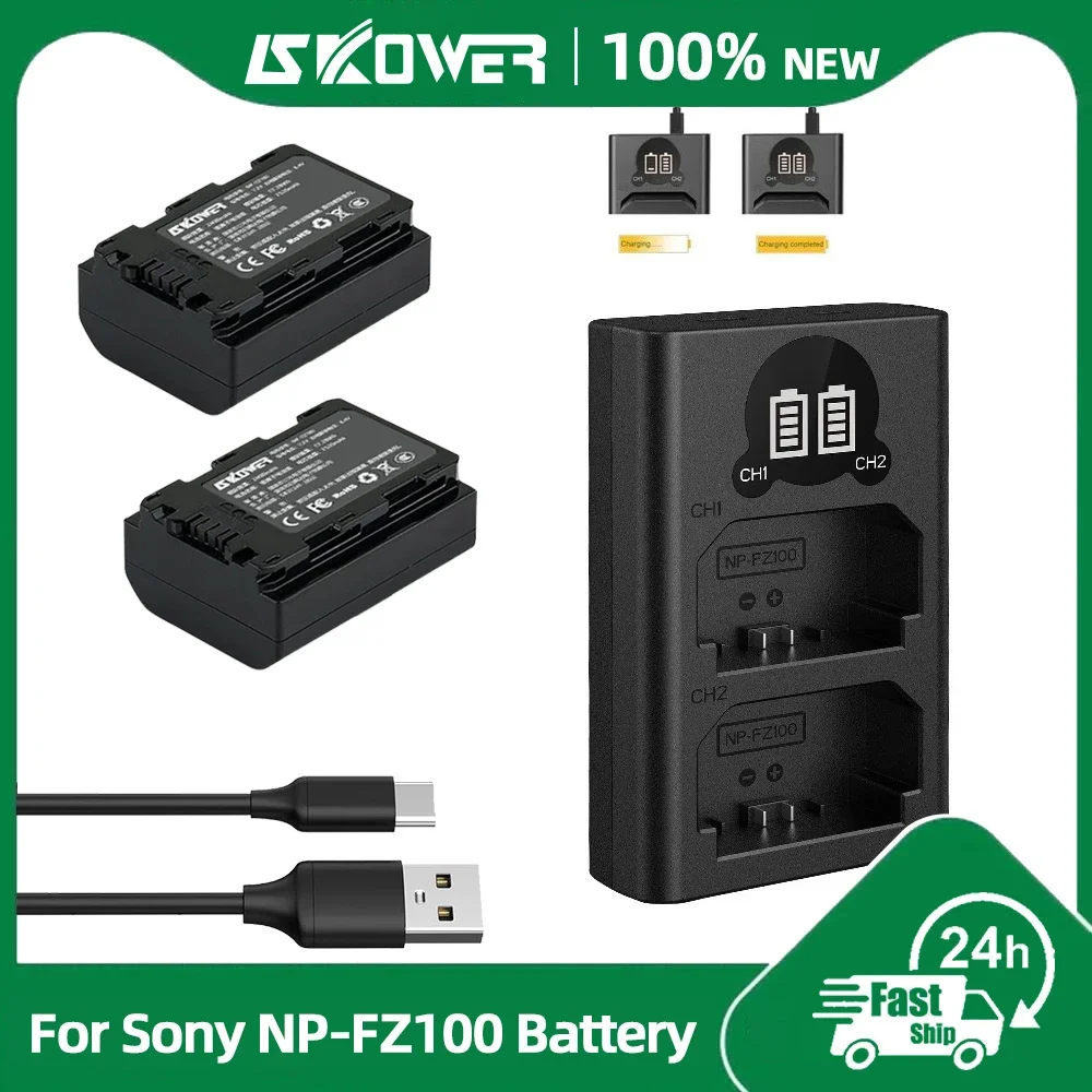 2520mAh NP-FZ100 Akku für Sony Kamera A7III A7IV A7C FX3 FX30 A9 A6600 A6700 ZV-E1 ZV-E10 II A9S A7RV NPFZ100 Doppelladegerät