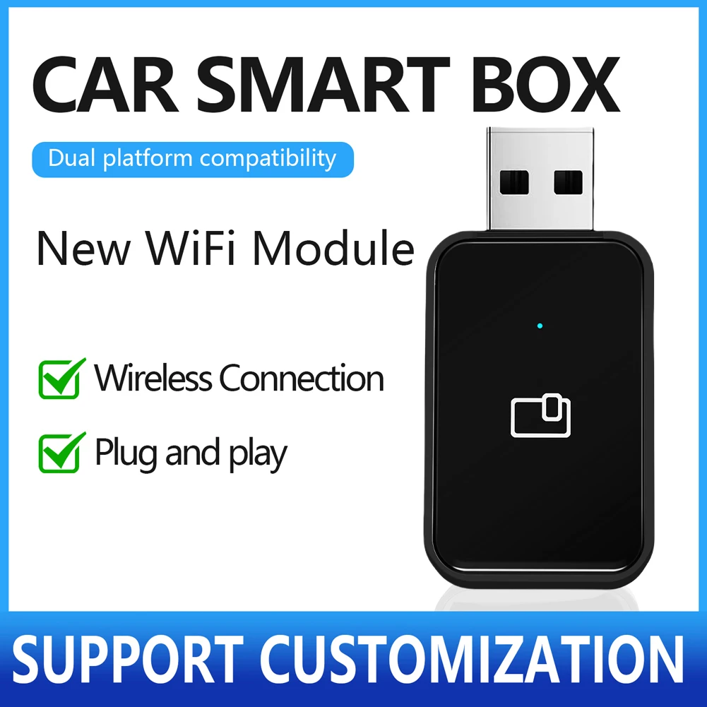 

Wired To Wireless Carplay & Android Auto Smart Mini Box Bluetooth-Compatible 5.0 for OEM Wired CarPlay Android Auto Car Systems