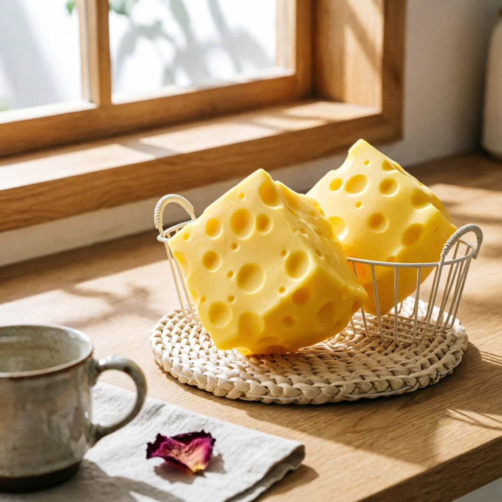 giocattolo-squishy-a-lenta-risposta-a-forma-di-formaggio-giallo-svizzero-con-fori-modellati-e-bordi-arrotondati