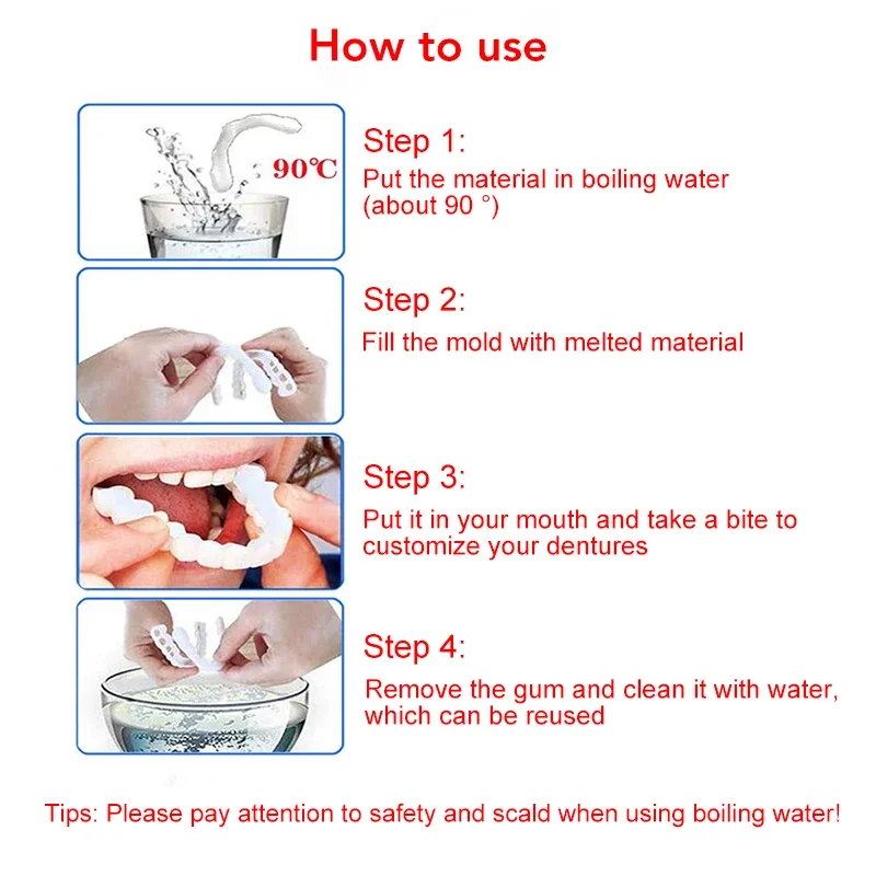 Cubierta blanqueadora de silicona para dientes superiores e inferiores, aparatos de simulación para dentadura, con caja Perfect Smile, nuevo, 2