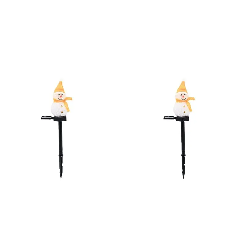 ABJO-2X Christmas Decorations Solar Lights Outdoor Garden Decor Snowman-Christmas Ornaments Solar Powered Garden Decor A