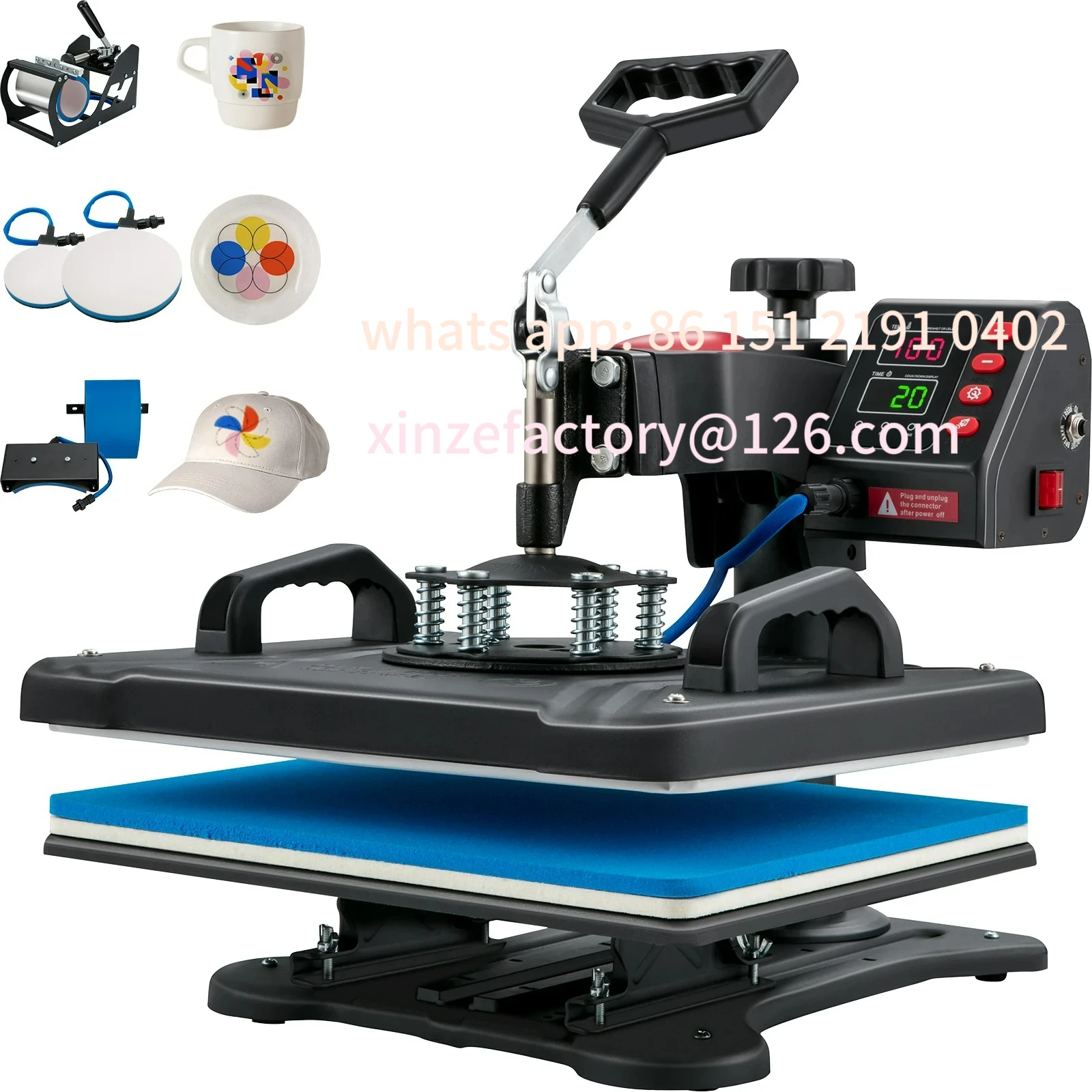 

Customizable Heat Press 5in1 Heat Press Machine 12x15in Clamshell Sublimation Transfer Printer Digital Precise Temperat
