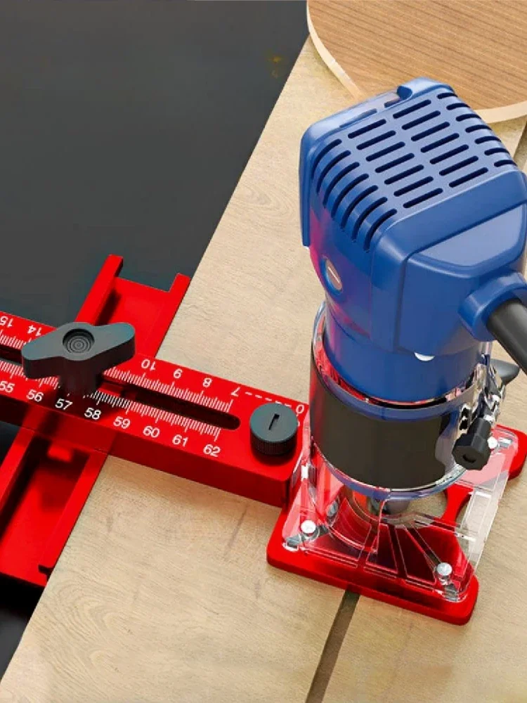 Uitgebreide 3 in 1 Router Freesgroefbeugel, 9-61 cm Radius Router Cirkel Snijmal, Aluminium Kast Hardware Jig voor Houtwerk - afbeelding 2