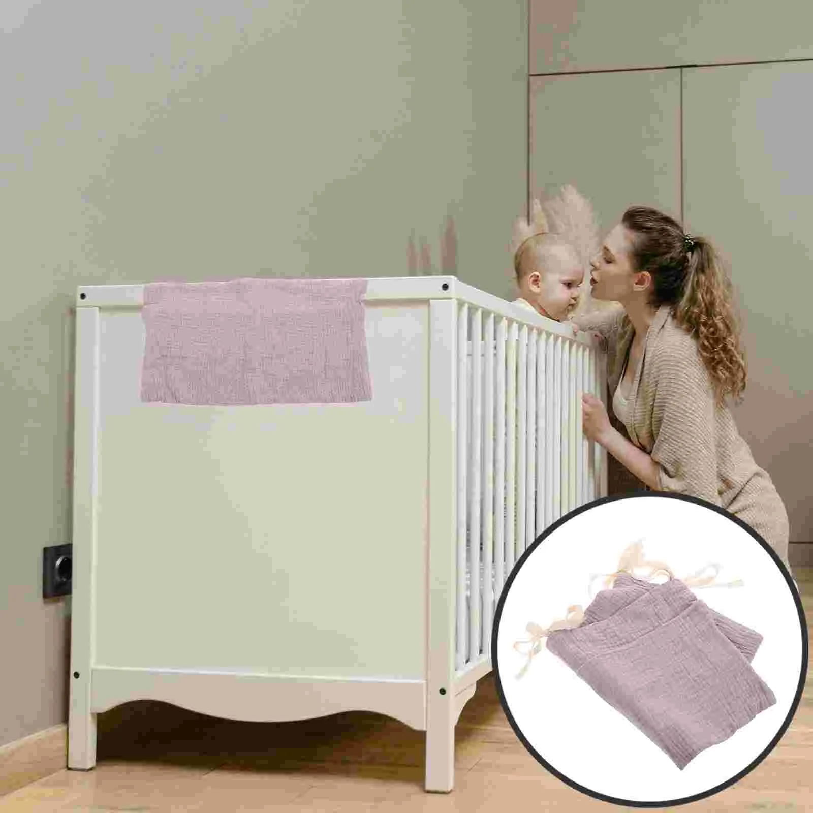 

Baby Bedside Storage Bag Accessories Travel Stroller Hanging Diaper Caddy Crib Purple Cotton Nursery