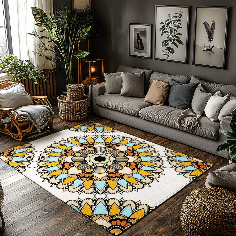 

Boho Area Rug Mandala Carpet Non Slip Floor Mat Tribal Pattern Decor Modern Home Accent Living Room Runner Bedroom Rug Artistic