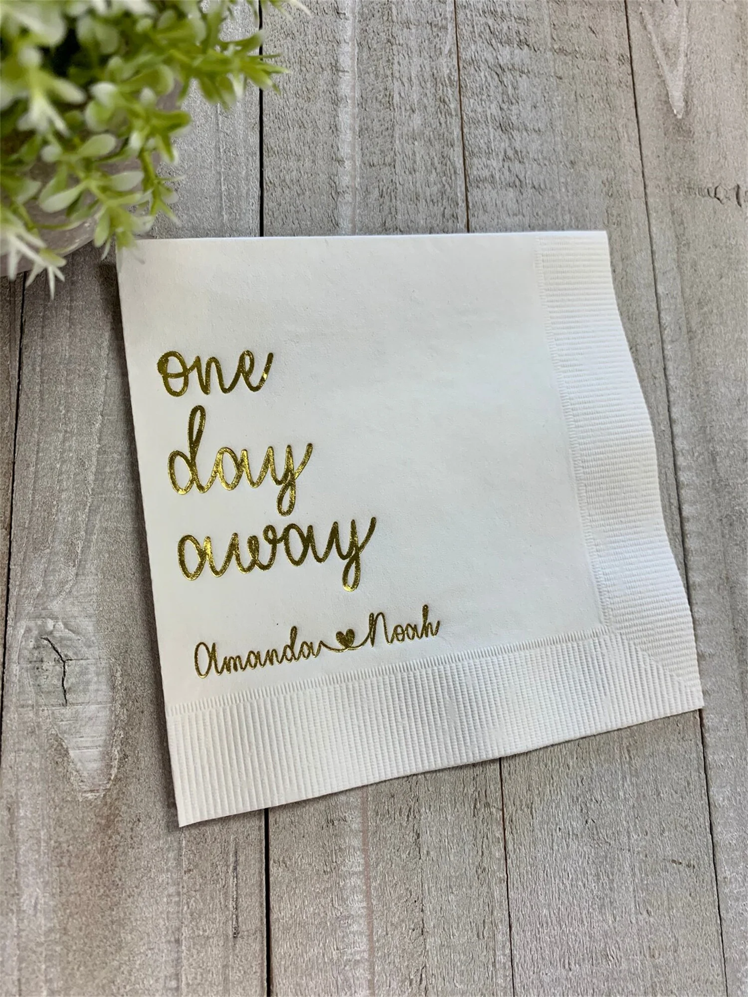 50pcs Personalized Rehearsal Napkins Custom Printed One Day Away Beverage Cocktail Luncheon Dinner Guest Towel Napkins Imprinted