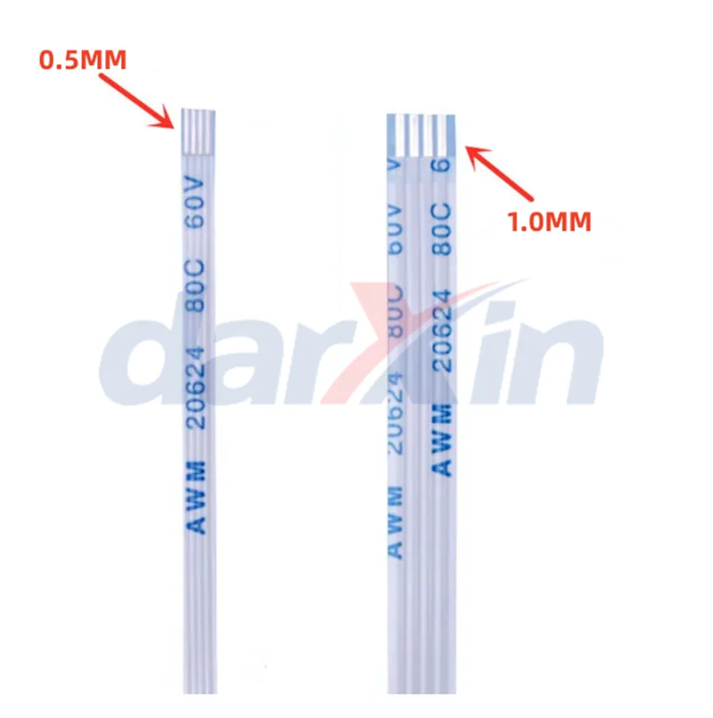 100PCS FFC FPC Flat Flexible Cable Spacing 0.5MM Length 4P/6P/8P/10P/12P/14P/20P/24P/30P/34P/40P 100MM Direction-B Reinforcement