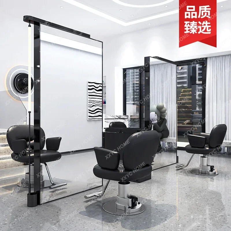 مرآة صالون الحلاقة مفردة لقص الشعر وصبغ الشعر على الوجهين مع ضوء راقي لأزياء صالون الشعر
