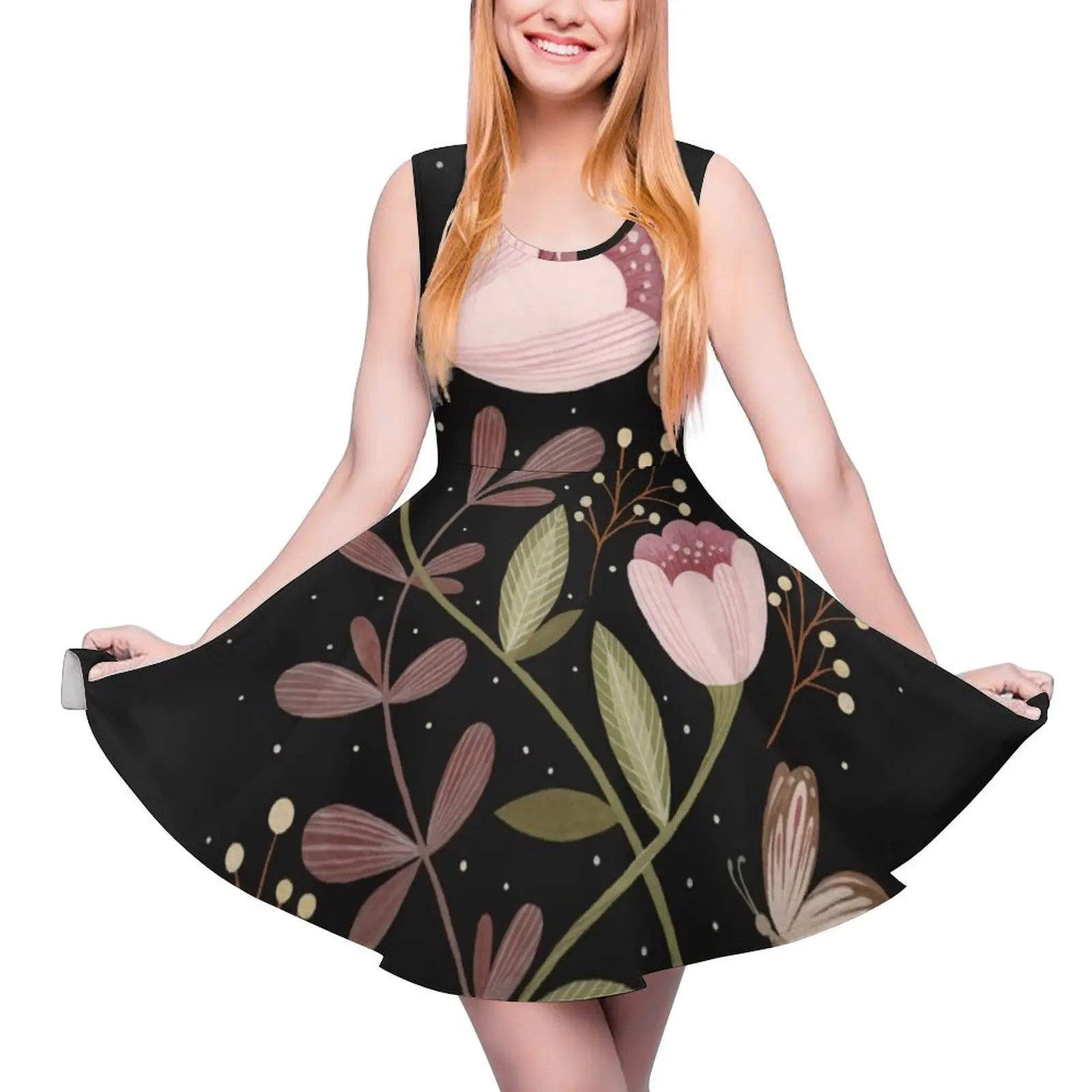 

Flowers and butterflies Sleeveless Dress summer dress korean women dress dresses dresses with long sleeves