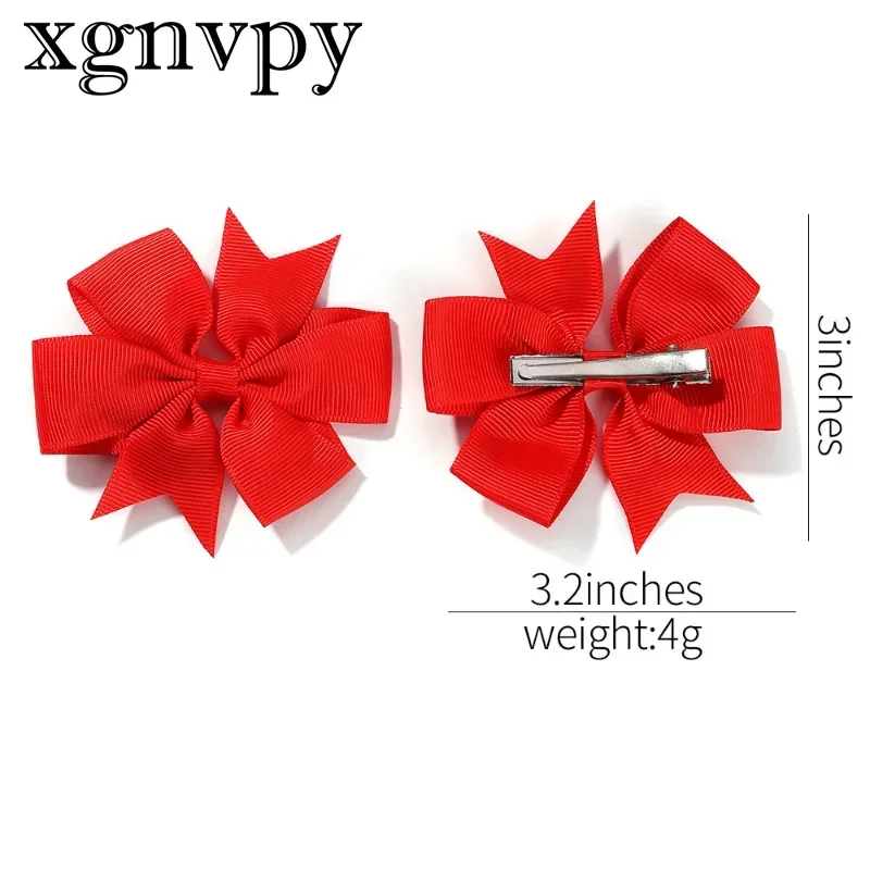 xgnvpy Candy Colors Handmade Baby Dovetail V Ribbed Ribbon Bow Hair Clip Hair Accessories Children's Headwear