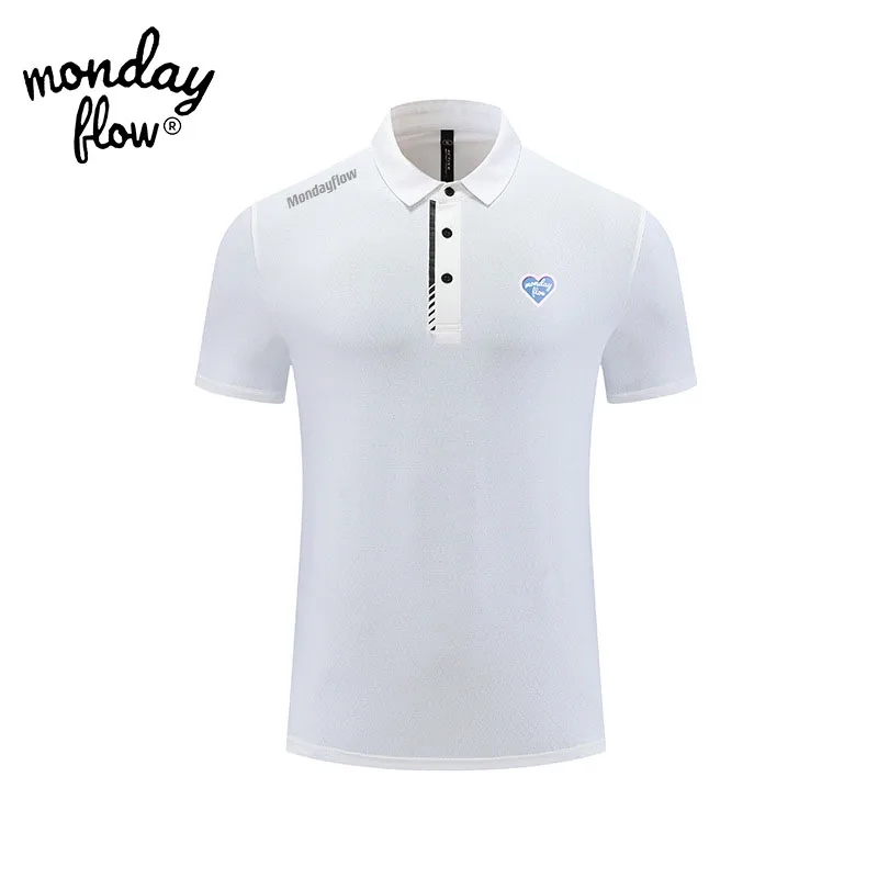 Monday flow เสื้อกอล์ฟผู้ชายใหม่ฤดูใบไม้ผลิฤดูร้อนเสื้อผ้ากีฬากอล์ฟเสื้อยืดแขนสั้นยืดหยุ่นเสื้อโปโลพอดีตัวแห้ง